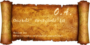 Oszkó Archibáld névjegykártya